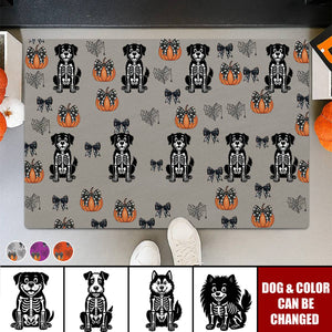 Halloween Pet Pumpkins Spiderwebs Coquette Bows Pattern - Personalized Runner Rug