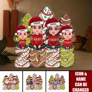 Christmas Tree Cake Family Personalized LED Light Box
