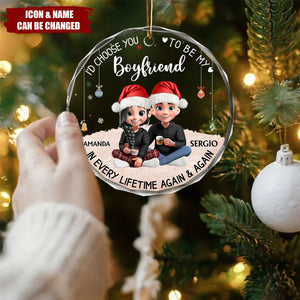 Couple Choose You To Be My Husband - Personalized Circle Glass Ornament
