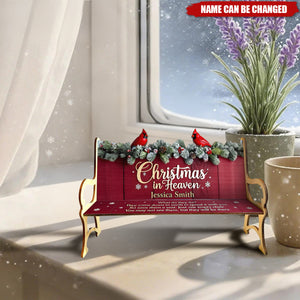 Christmas In Heaven - Personalized Memorial Wooden Bench