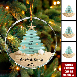 Sea Glass Circle Glass Ornament - Personalized Christmas Gifts For Family, Beach Lovers - Tides Keep Us Close