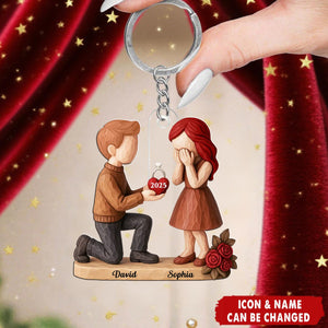 Couple Marriage Proposal - Personalized Keychain - Newly Engaged Gift, "She Said Yes!", Just Engaged Gifts for Couples