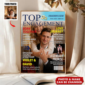 Personalized Engagement Magazine Poster, Gift For Engaged Couple, Custom Couple Photo, Engagement Gift, Wedding Keepsake
