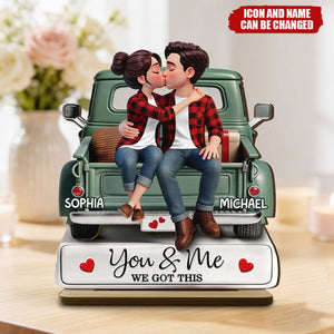 Forever Love Couple Kissing On The Truck - Personalized 2-Layered Wooden Plaque - Valentine's Day Gift For Couple, For Him, For Her