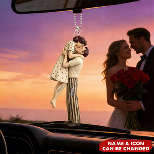 Lucky Is To Have You Mid-Century Couple - Personalized Acrylic Car Ornament - Anniversary, Valentine's Day Gift