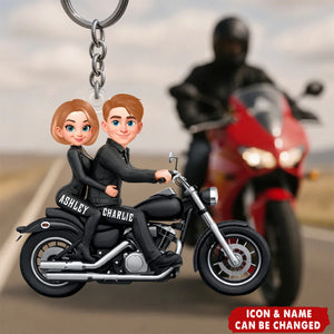 Couples That Ride Together Last Forever, Custom Action Figure Biker Couple - Personalized Acrylic Keychain