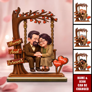 Old Couple Always and Forever - Personalized Wooden Plaque - Heartfelt Rustic Gift for Her, for Him