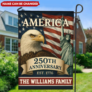 Custom Family Name Celebrate America 250th Anniversary Garden Flag Patriotic Gifts