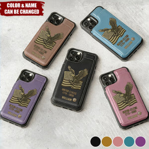 United State 250th Anniversary - Personalized Leather Wallet Phone Case - Patriotic Gift for Dad or Husband