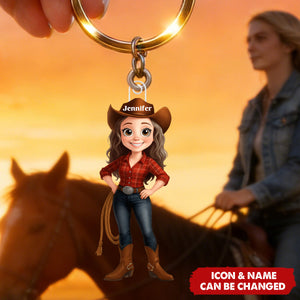 Cowgirl What A Wonderful World - Personalized Keychain
