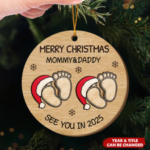 Baby Expecting See You In 2025 - Personalized 2-Layered Wooden Ornament