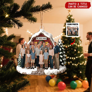 Love Warms Every Christmas Night - Personalized Photo Acrylic Ornament - Christmas Birthday Gifts For Family