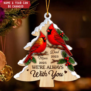 Always In Our Cherished Memories - Personalized Cardinal Wood Ornament - Christmas Memorial Sympathy Gifts For Loss Of Mom, Dad