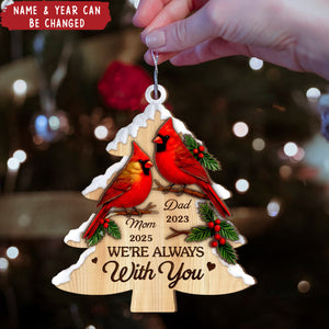 Always In Our Cherished Memories - Personalized Cardinal Wood Ornament - Christmas Memorial Sympathy Gifts For Loss Of Mom, Dad