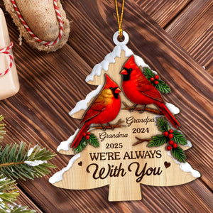 Always In Our Cherished Memories - Personalized Cardinal Wood Ornament - Christmas Memorial Sympathy Gifts For Loss Of Mom, Dad