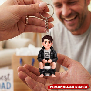 Doing Dad Sh*t Funny - Personalized Acrylic Keychain - Funny Father's Day Gift for Dad, Husband