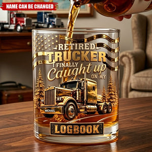 Fun Retired Trucker Round Glass-Personalized Gifts For Trucker