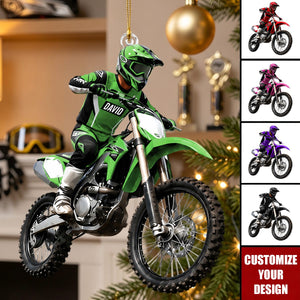 Personalized Dirt Bike Acrylic Ornament, Custom Motocross Rider Gift for Teen Boys