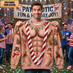 Custom Funny Patriotic Ugly Sweather - Personalized Christmas Birthday Gifts
