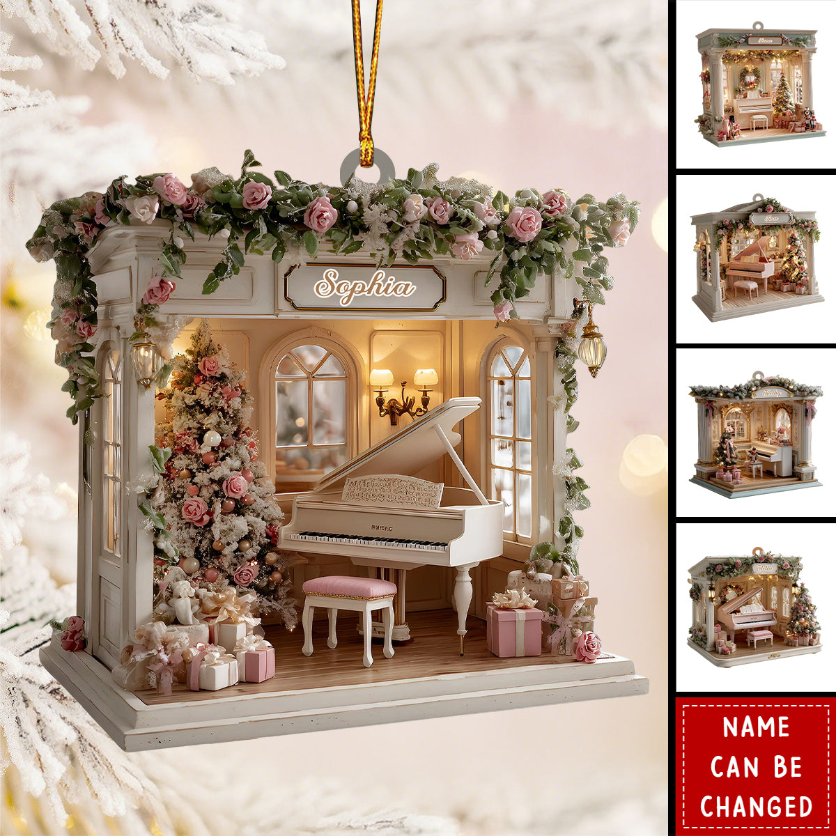 Romantic Piano House Christmas 2025 Ornament – Christmas Ornament Decor for Music Lovers