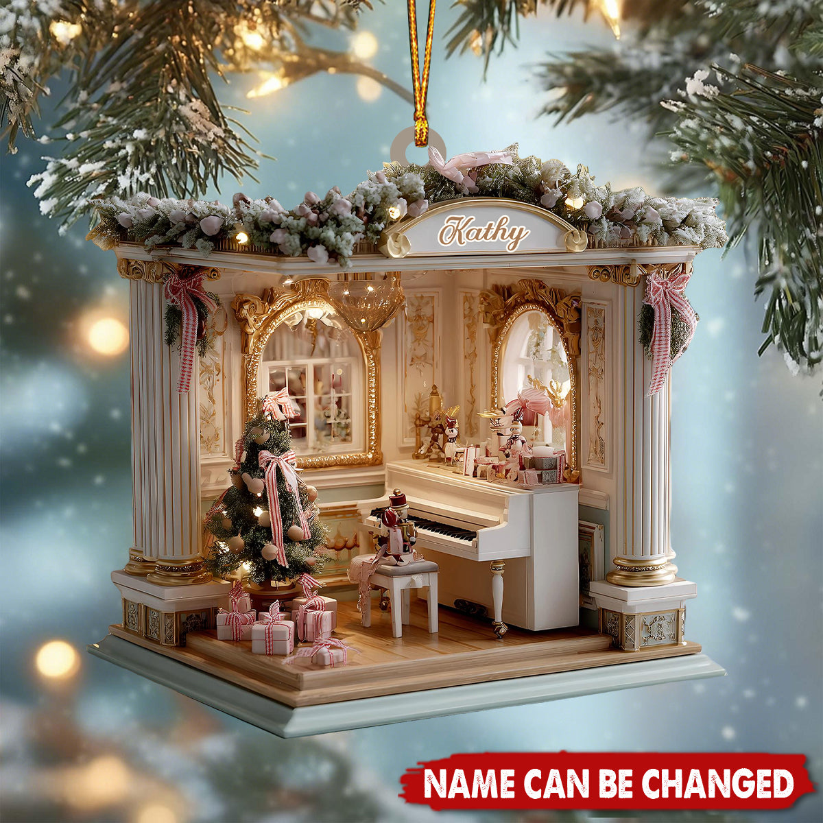 Romantic Piano House Christmas 2025 Ornament – Christmas Ornament Decor for Music Lovers