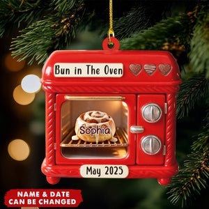 Custom Bun In Oven Christmas Ornament, Bump's First Christmas Ornament, New Mom Gift