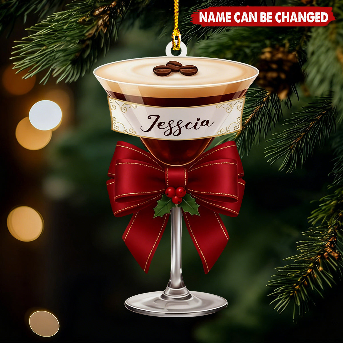 Personalized Espresso Martini Ornament – Custom Name Acrylic Christmas Decor