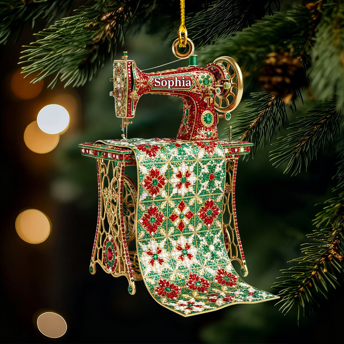Personalized Name Sewing Machine Ornament,  XMas Gift for Sewing Lovers