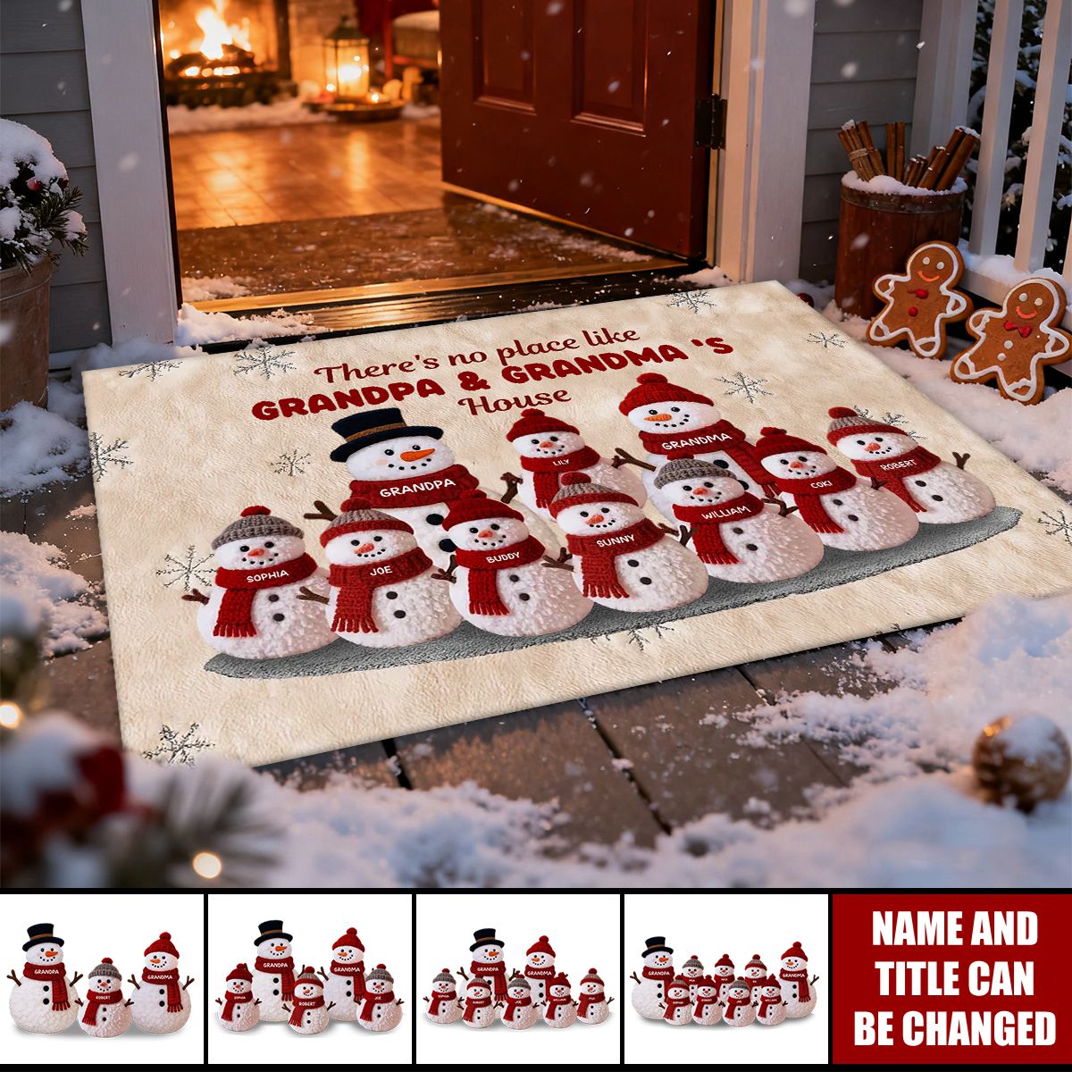 Christmas Grandma Grandkids Snowman Together - Personalized Doormat