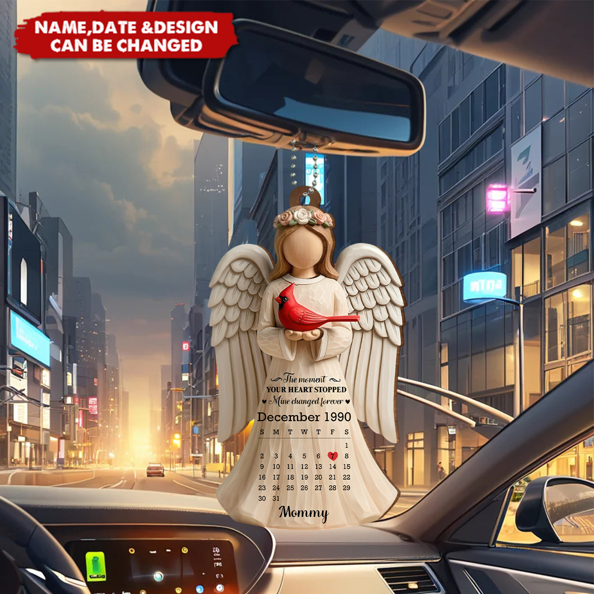 Angels & Cardinals - Custom Wood Ornament, Memorial Gift For Family