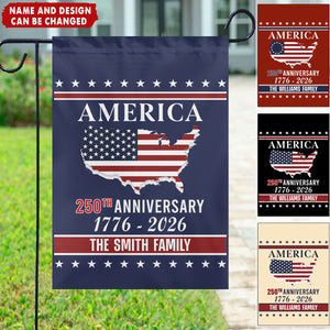 Personalized Family Name America 250th Anniversary Garden Flag