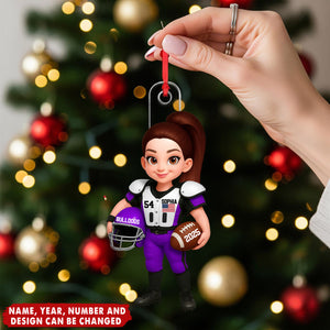 3D Effect Proud American Football Player - Personalized Christmas Acrylic Ornament