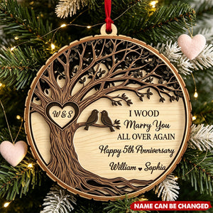 Personalized Anniversary Ornaments: Wooden Couple Souvenirs