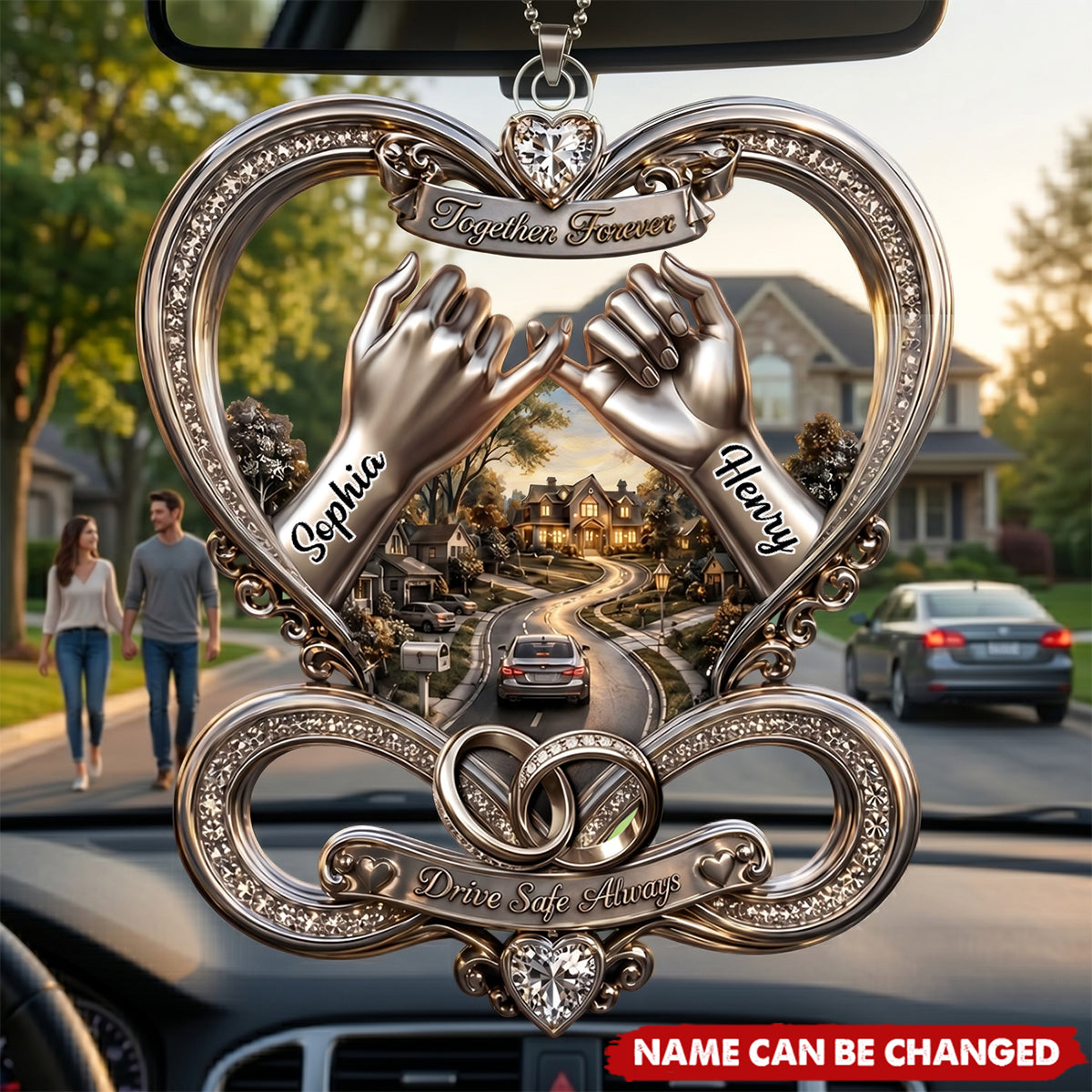 Infinity Love Car Ornament - Personalized Gifts For Couple