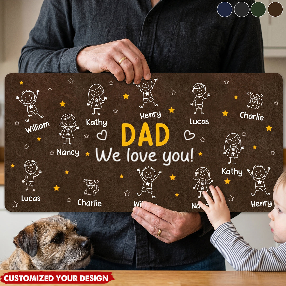 Custom Desk Mat - Personalized Father's Day Birthday Gifts For Dad, Grandpa - Daddy’s Desk