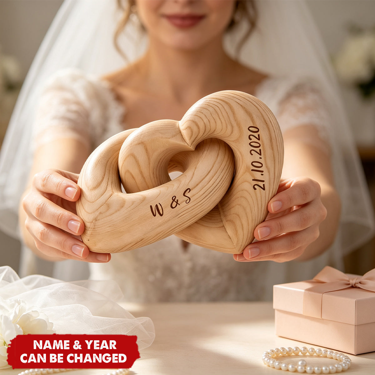 Love You More Every Day - Personalized Custom Engraved Infinity Heart Sculpture