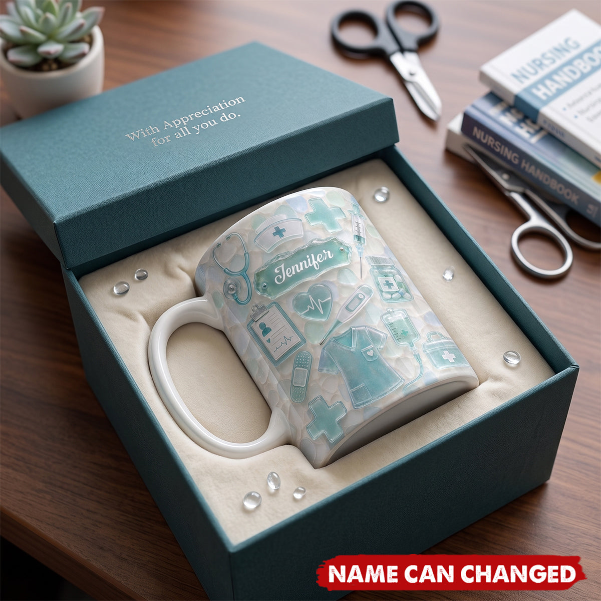 Dedicated Nurse Sea Glass, Personalized Mug, Gift For Nurse Lovers