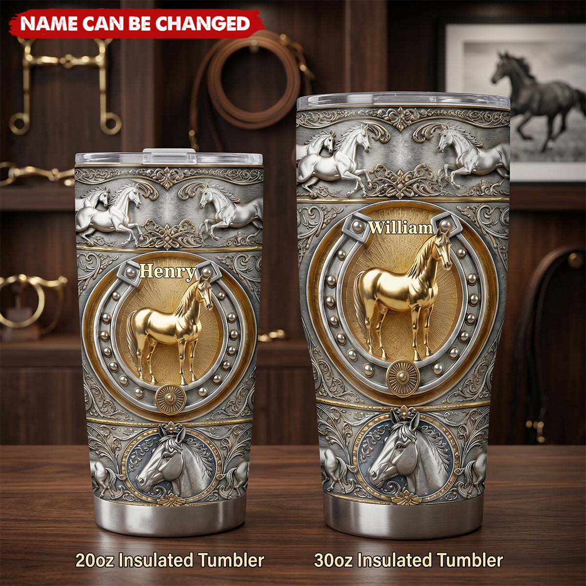 Love Horses - Personalized Horse Tumbler