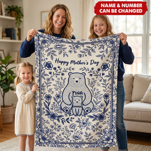 Heartfelt Mama Bear Blanket - Personalized Gifts For Moms