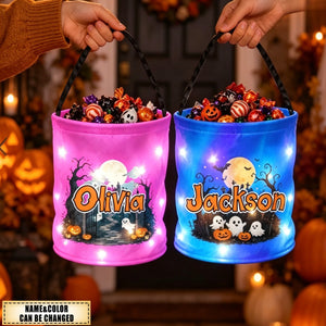 Custom LED Light Bucket Bag - Personalized Halloween Birthday Gifts For Kids