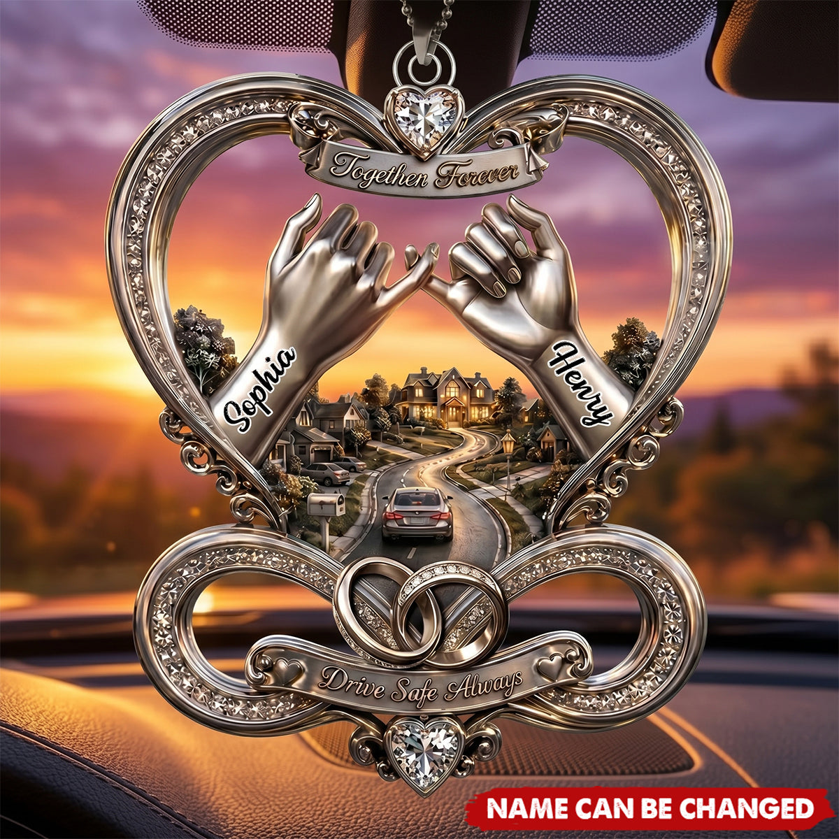 Infinity Love Car Ornament - Personalized Gifts For Couple