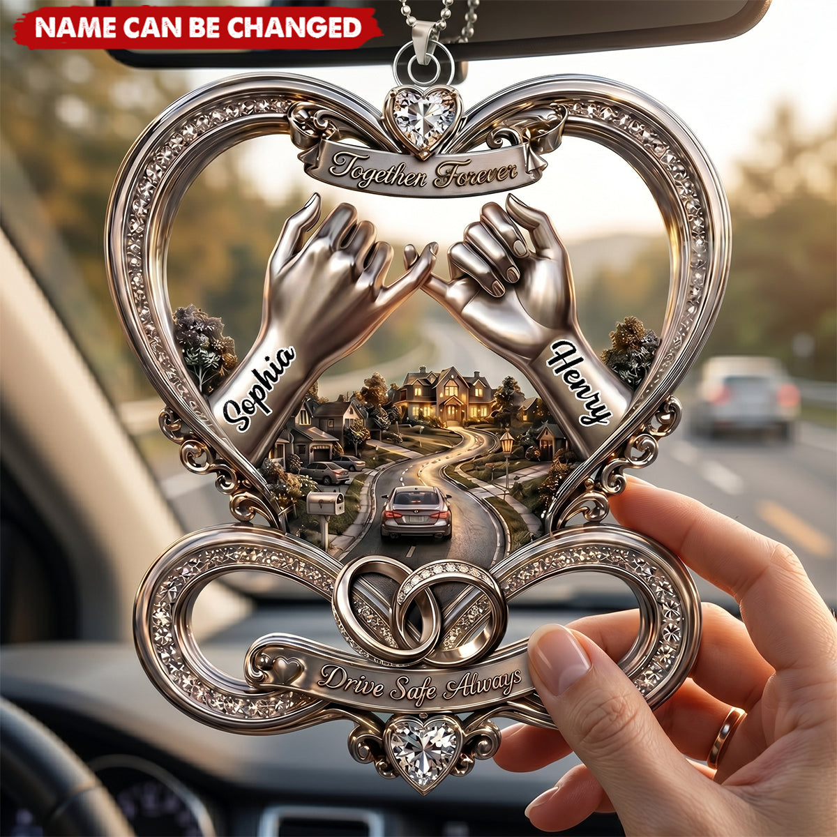 Infinity Love Car Ornament - Personalized Gifts For Couple