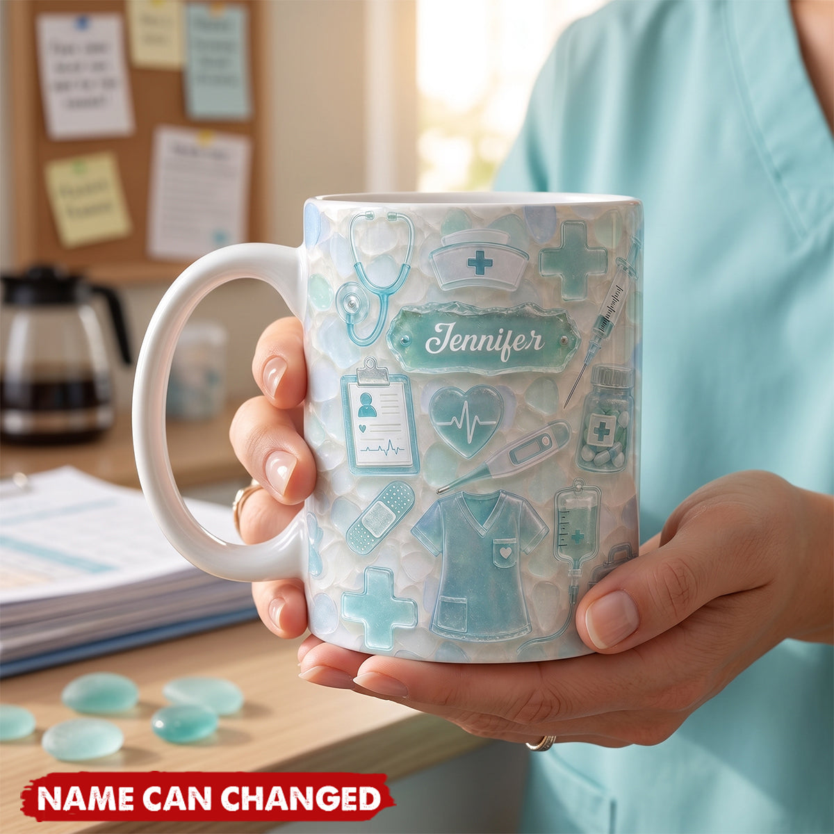 Dedicated Nurse Sea Glass, Personalized Mug, Gift For Nurse Lovers