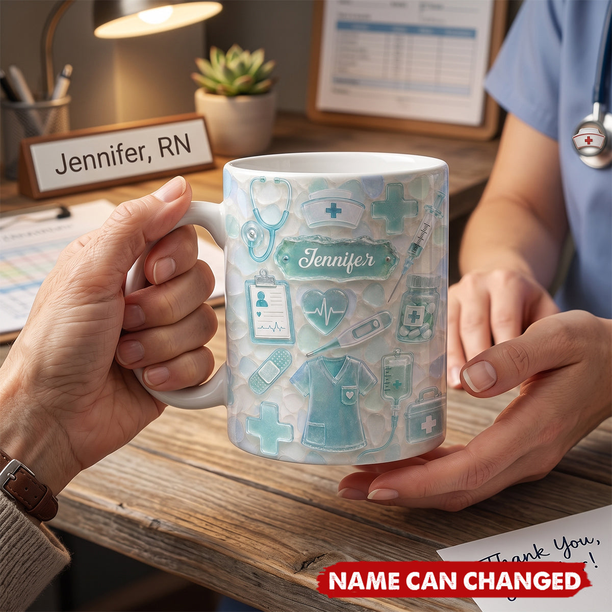 Dedicated Nurse Sea Glass, Personalized Mug, Gift For Nurse Lovers
