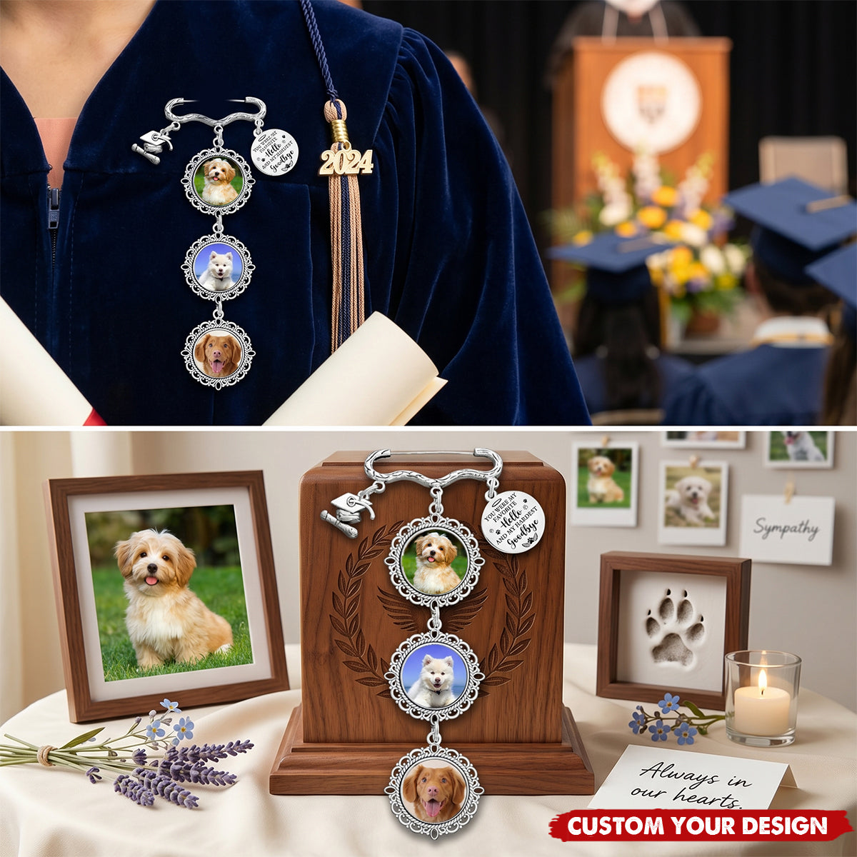 Custom Photo Once By My Side Forever In My Heart - Personalized Graduation Tassel Pin