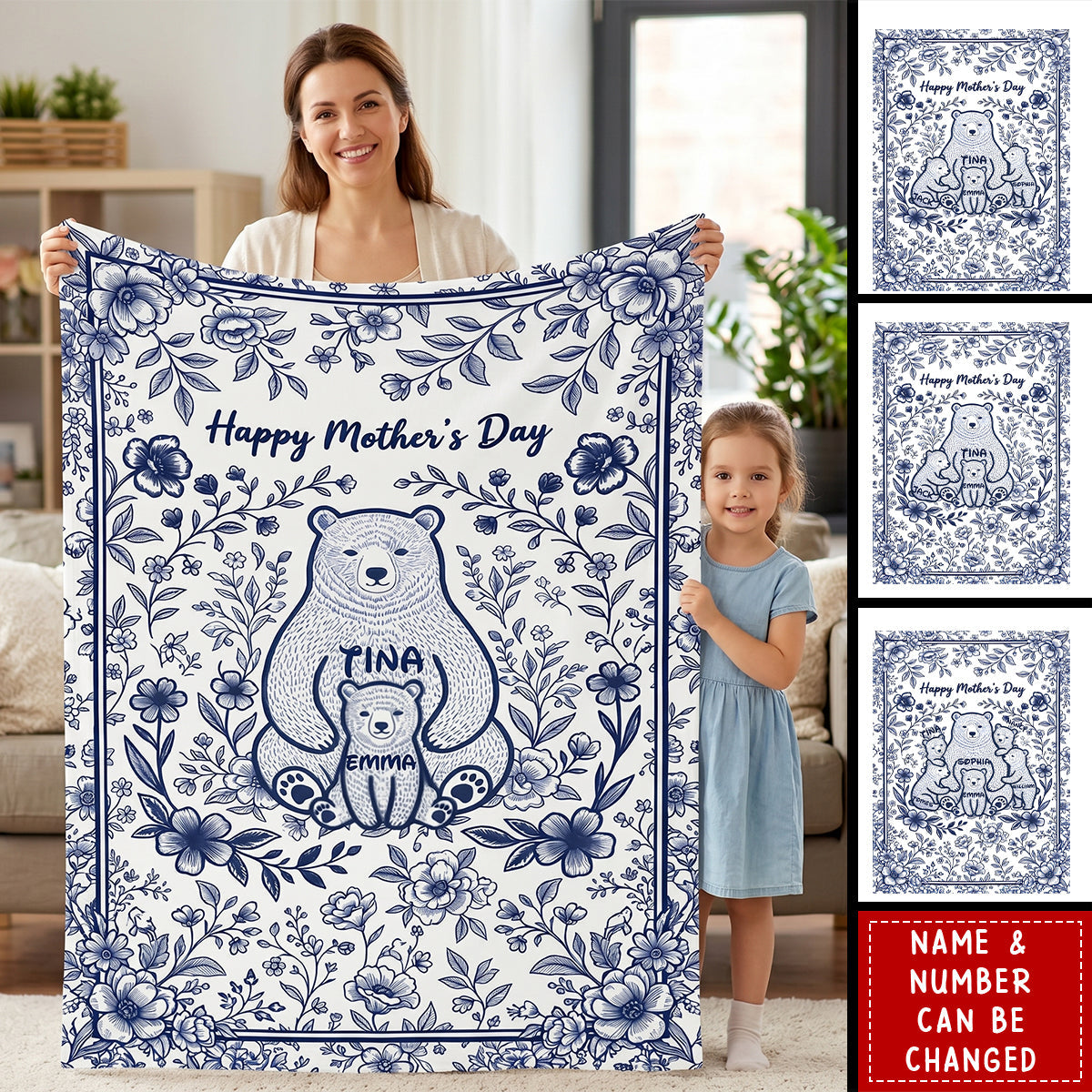Heartfelt Mama Bear Blanket - Personalized Gifts For Moms