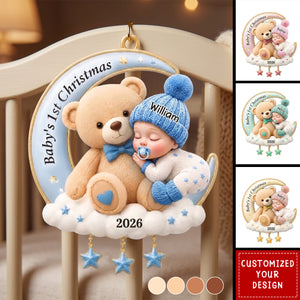 Custom First Christmas Acrylic Ornament - Personalized Christmas Baby Shower, Gender Reveal Gifts
