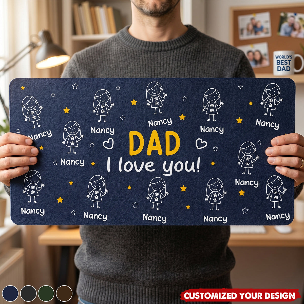 Custom Desk Mat - Personalized Father's Day Birthday Gifts For Dad, Grandpa - Daddy’s Desk