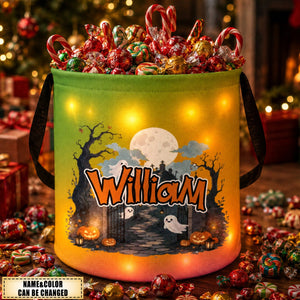 Custom LED Light Bucket Bag - Personalized Halloween Birthday Gifts For Kids