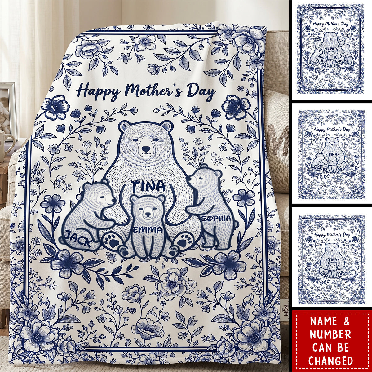 Heartfelt Mama Bear Blanket - Personalized Gifts For Moms